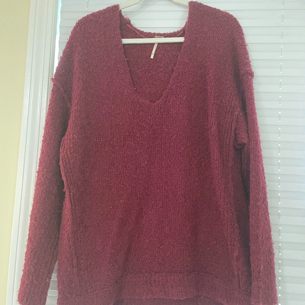 Free People V-Neck Maroon Sweater